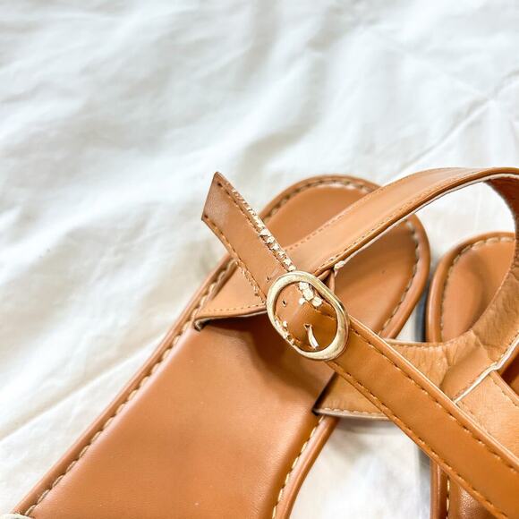 SHEIN Tan Cream Ankle Strap Open Toe Sandals Women’s Size 39 US 8 - Picture 4 of 6